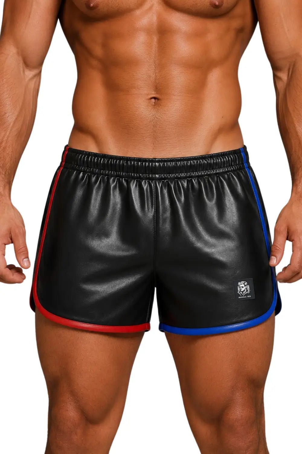 Axel GoDuo Shorts. Red + Blue. Jogging styled PU Leather Shorts MSH275 - 6 Maskulo EU Global Online Store