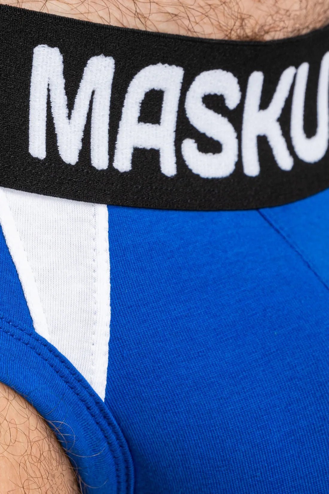 Captain A Briefs with O Inside Pouch in blue royal and white, size XXL from Maskulo. Underwear for men with unique pouch design.