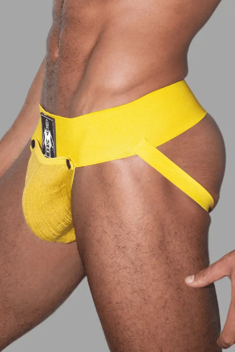 Maskulo Brad Cyclone Jockstrap with Removable Pouch in Yellow. Athletic and stylish underwear accessory for men. MJS202.
