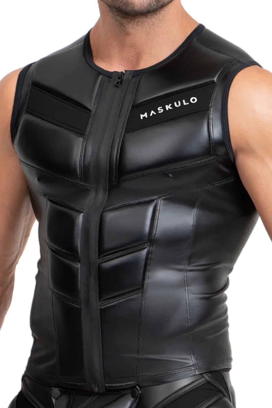 Black zippered vest accessory from Maskulo Global (EU) online store. Durable, stylish vest for adults, perfect for fashion wear.