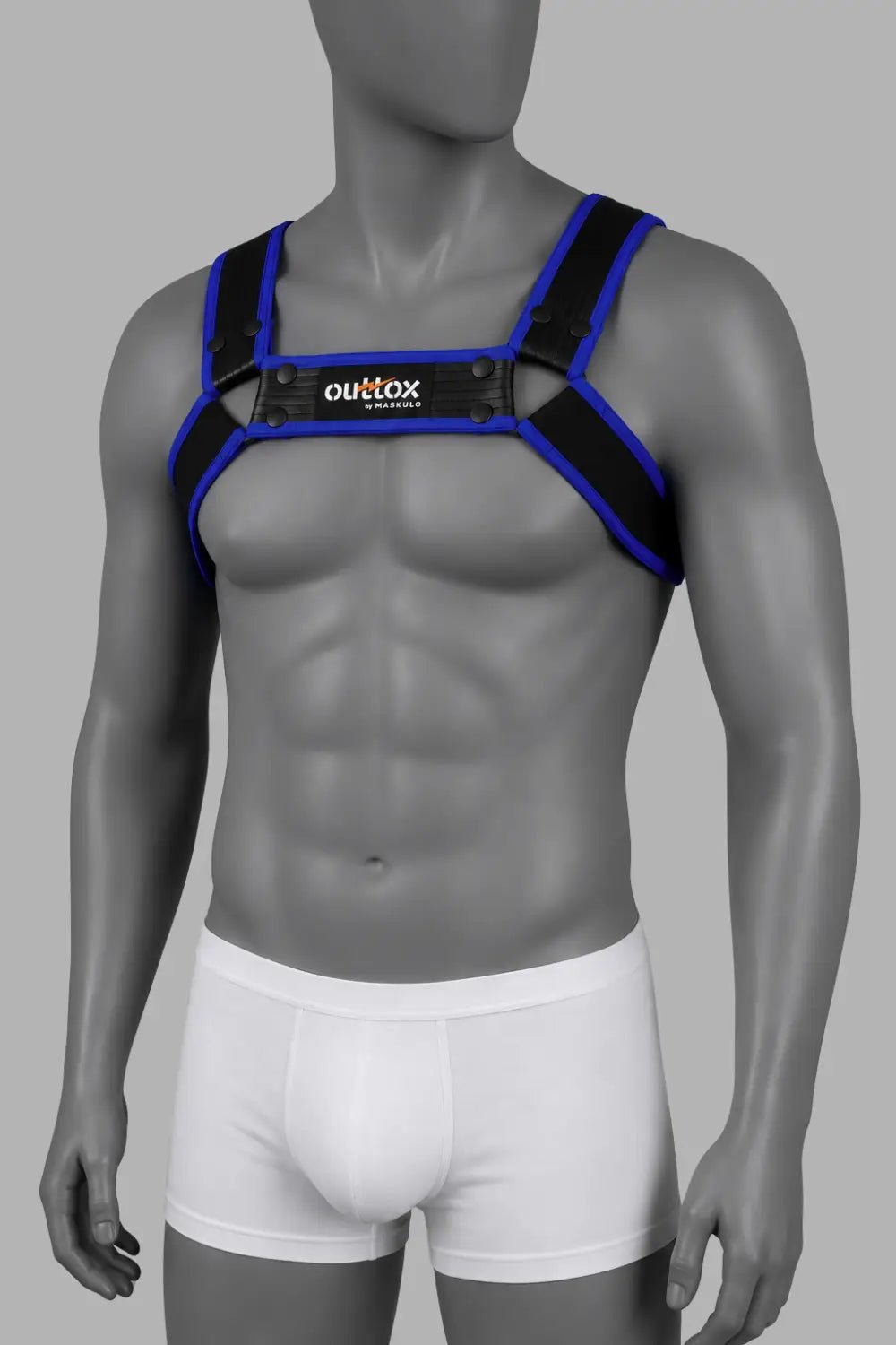 Outtox by Maskulo. Bulldog Harness with Snaps. Black and Blue - Outtox by Maskulo - XHR122-Y1- Maskulo EU Global Online Store