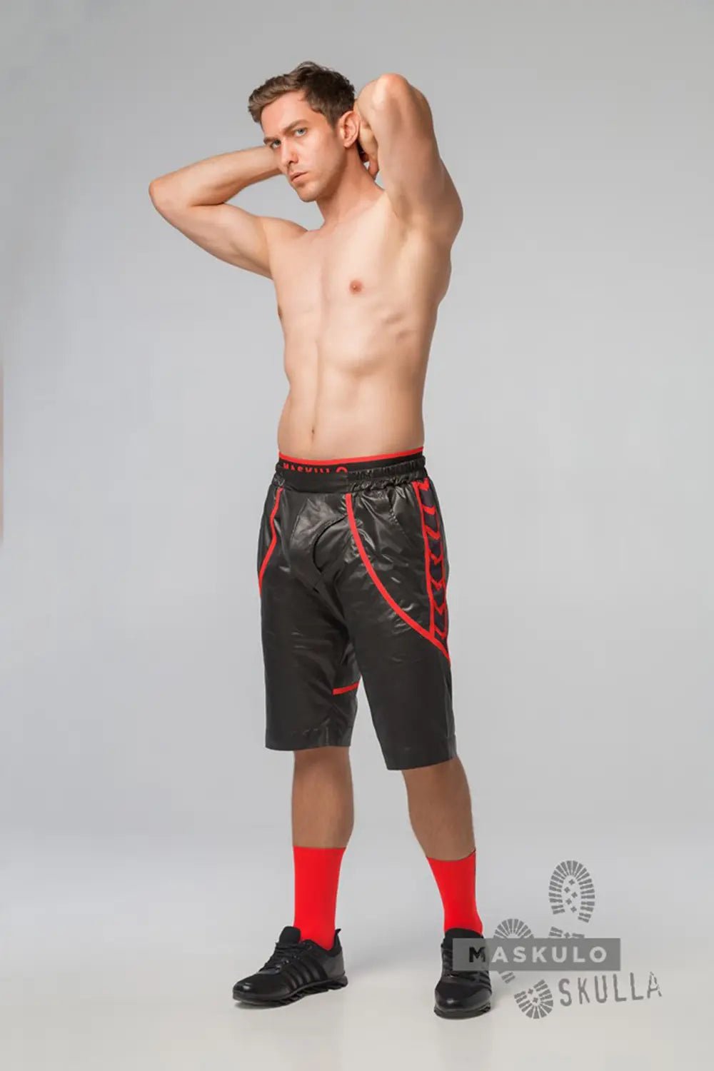 Skulla. Windbreaker Knee Shorts. Red - Maskulo - MSH120-Y1 - Maskulo EU Global Online Store