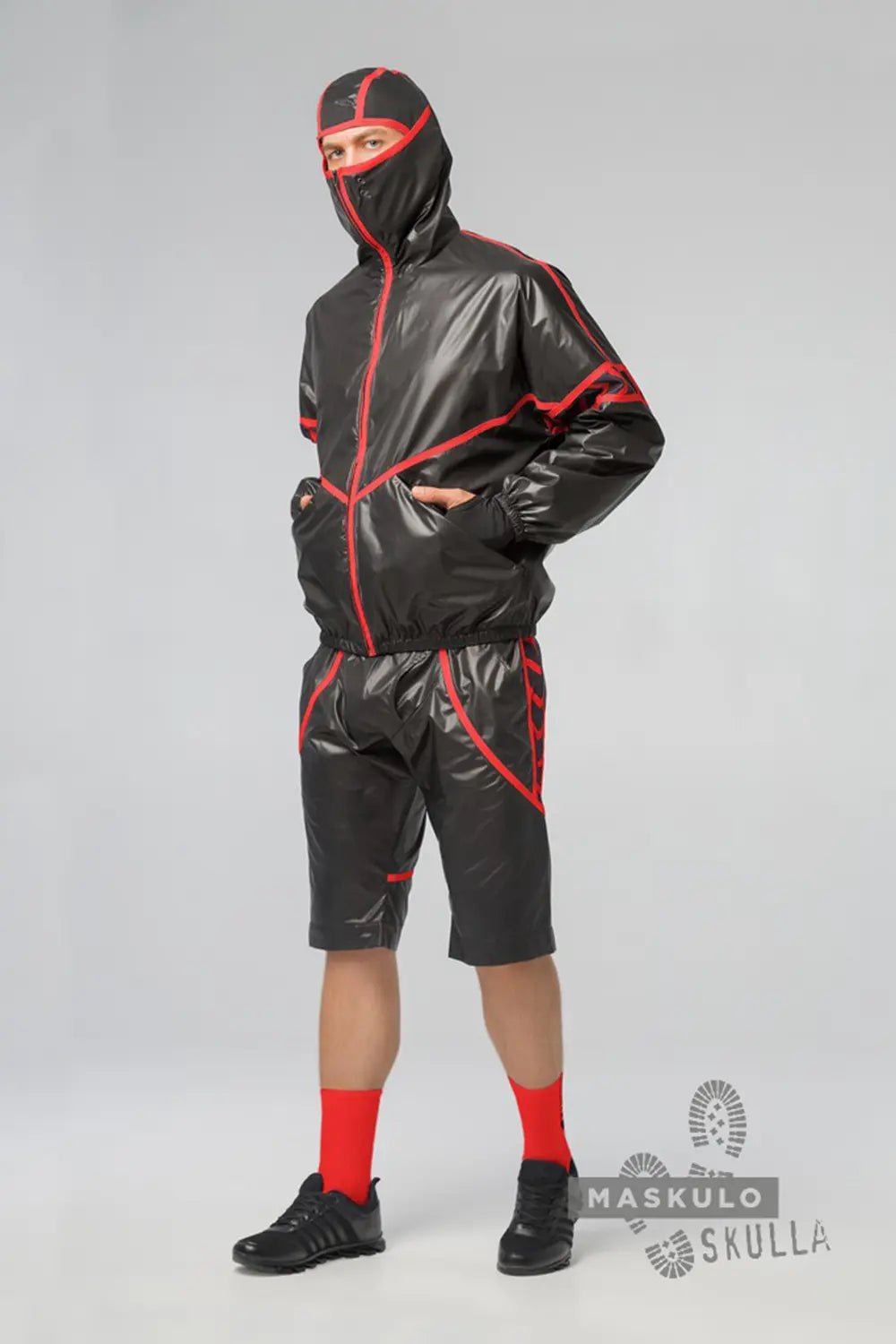 Skulla. Windbreaker Knee Shorts. Red - Maskulo - MSH120-Y1 - Maskulo EU Global Online Store