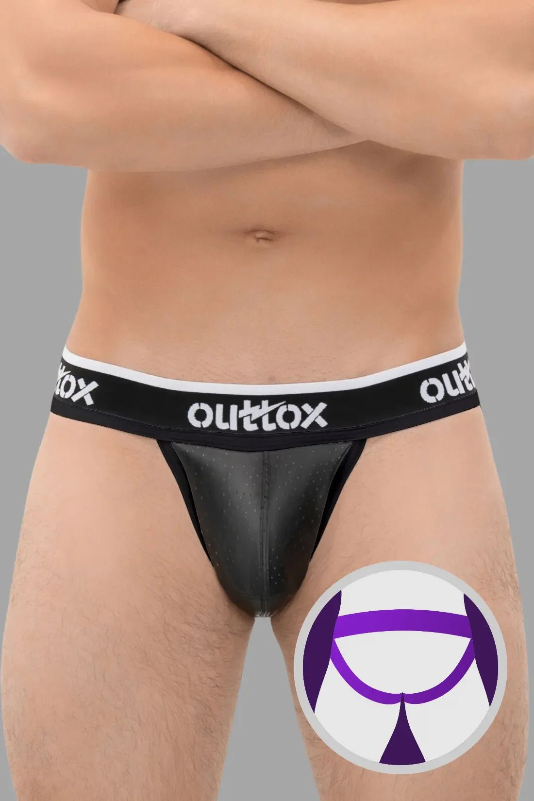 Outtox Jock with Snap Codpiece, Black. Men&