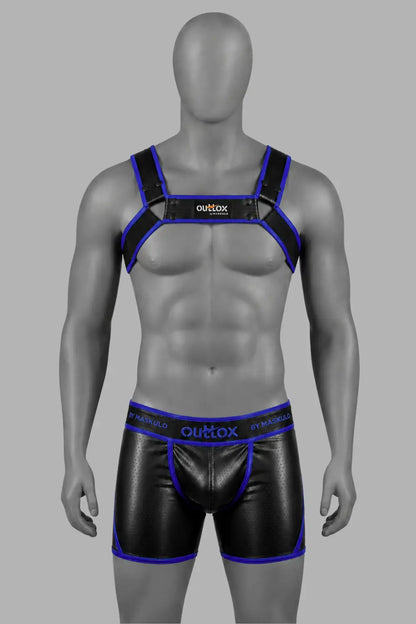 Outtox by Maskulo. Bulldog Harness with Snaps. Black and Blue