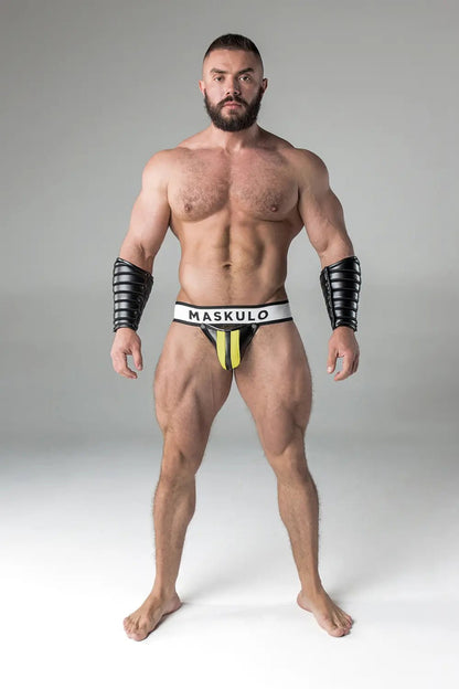 Armored. Jockstrap with detachable codpiece. Yellow + Black - Maskulo - MJS169-Y1 - Maskulo EU Global Online Store