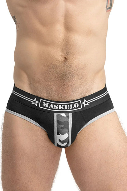 Maskulo Global Military Briefs Black/Grey with lifter. Men&
