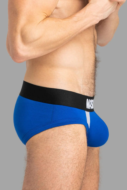 Maskulo CAPTAIN-A Everyday Underwear Briefs, Blue Royal/White, 100% cotton, featuring O-Inside-POUCH for comfort and perfect fit.