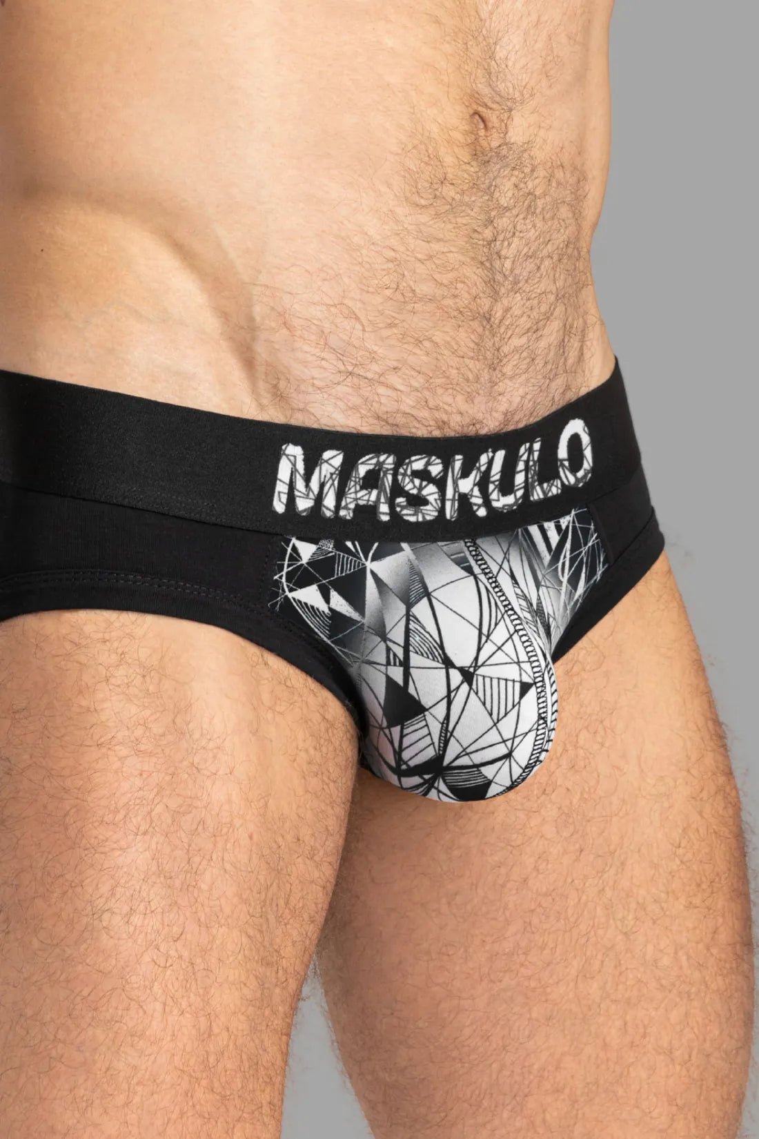 Maskulo Armor Briefs with Art X Effect, black and white, size XXL. Comfortable underwear for men.