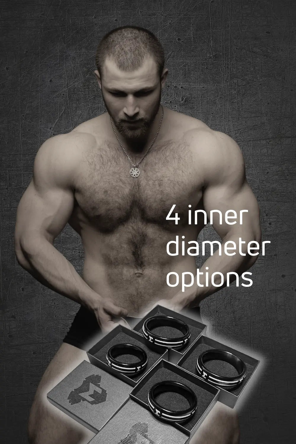 Maskulo M Cock Ring, black design, size 55mm / 2.13 in. Durable accessory for men, ideal for adult wear. SKU: MCR101-Y5.