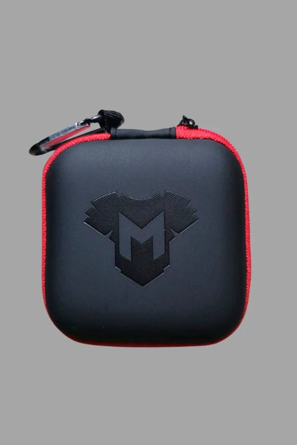 Jax Wanderlust Mini Zip Case with Carabiner in Black and Red from Maskulo Global Store. Durable small accessory for travel or daily use.