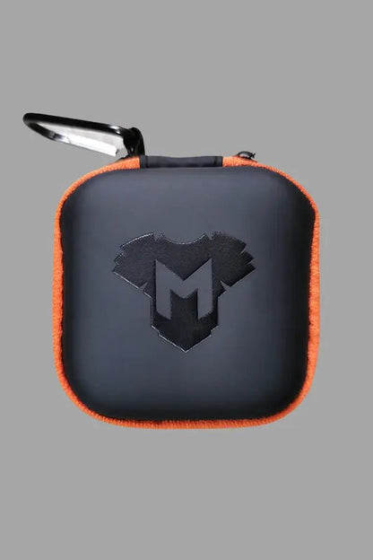 Maskulo Jax Wanderlust Mini Zip Case with Carabiner in Black and Orange. Small travel accessory for storage and organization.