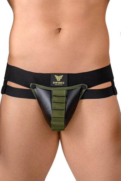 Enforce Shot Belt Codpiece Jockstrap by Maskulo, a protective pouch jockstrap accessory for men. MJS129-Y4-Eagle.