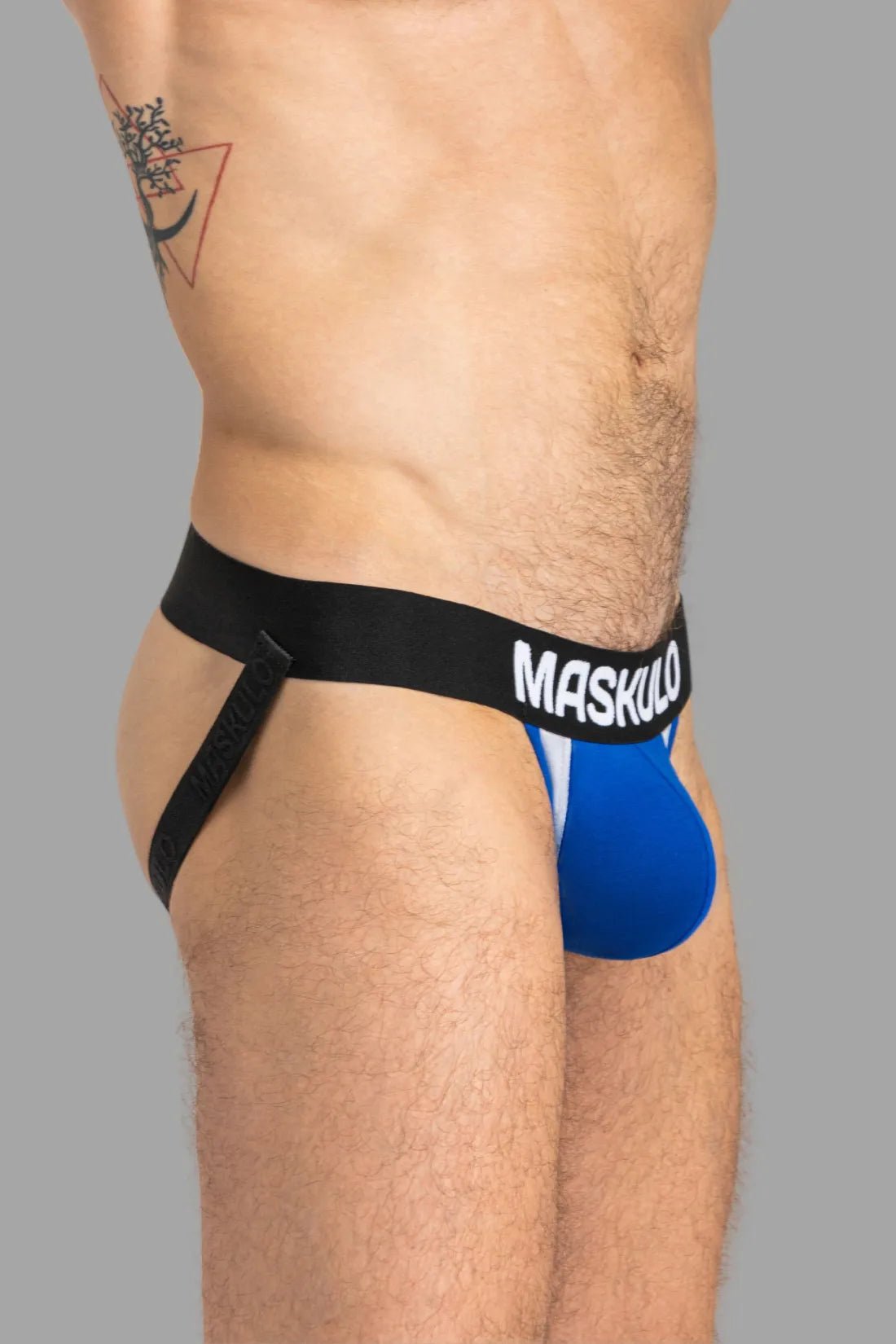 Maskulo Captain A Jock-O Inside Pouch in blue and black. Comfortable men&