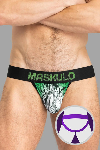 Maskulo ARMOR Jock with ART-X effect in black and green cotton/elastane blend. Everyday men&