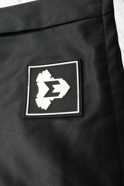 Maskulo Kane black PU leather shorts &quot;Jeans Style.&quot; Thicker, durable faux-leather material, regular pockets. SKU MSH267.