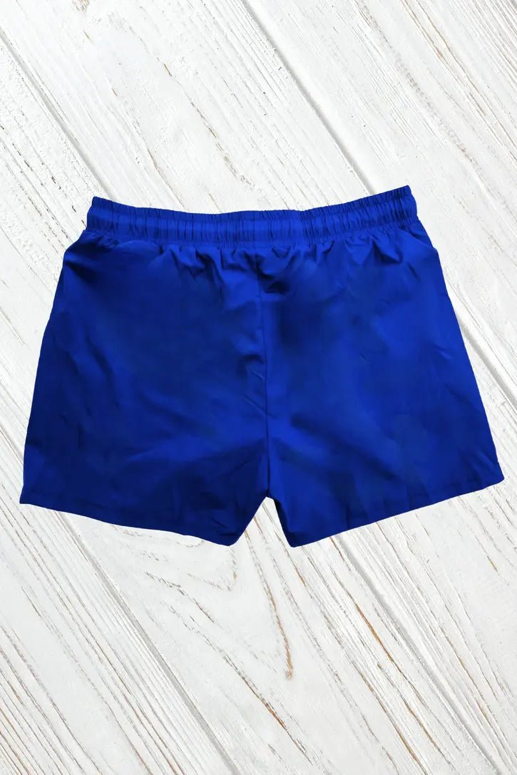 Jedd Synther soft shorts with zip pockets in blue royal, size M, for adult males. Durable and comfortable.