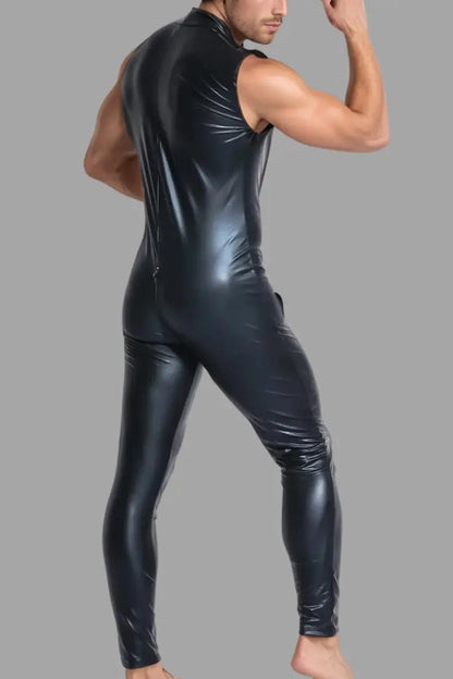 Black sleeveless PU leather Ironbod suit for men, size L, SKU MST102-Y3, by Maskulo Global (EU) online store. Price 99.