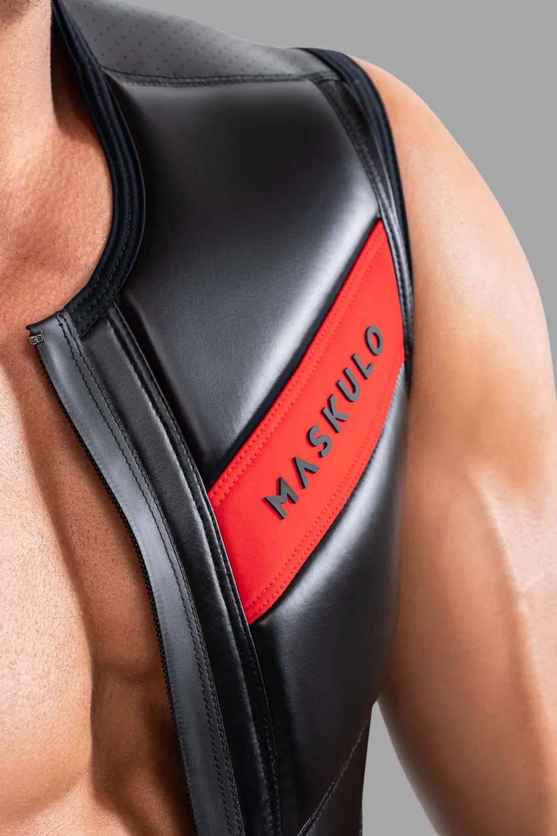 Black and Red Zippered Vest from Maskulo Global (EU) Store. High-quality vest accessory for a striking look.