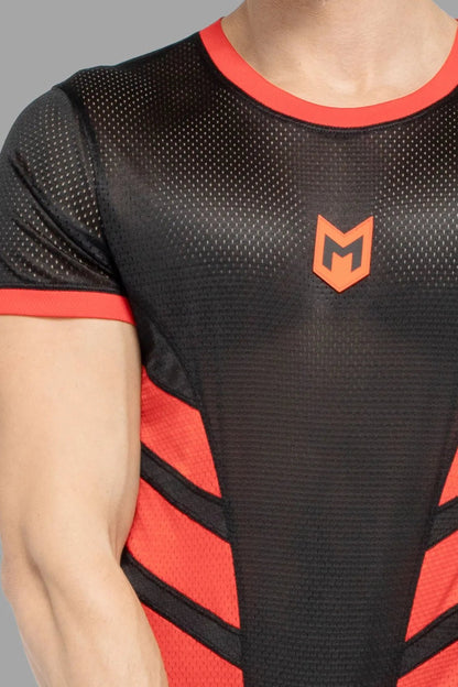 Maskulo Skulla Mesh T-Shirt Black and Red. Men&