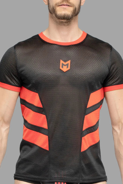 Maskulo Skulla Mesh T-Shirt Black and Red. Men&
