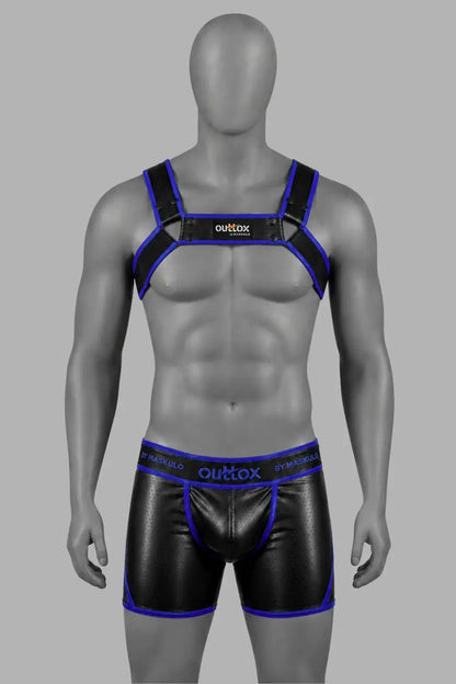 Outtox by Maskulo. Bulldog Harness with Snaps. Black and Blue - Outtox by Maskulo - XHR122-Y1- Maskulo EU Global Online Store