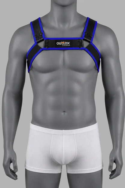 Outtox by Maskulo. Bulldog Harness with Snaps. Black and Blue - Outtox by Maskulo - XHR122-Y1- Maskulo EU Global Online Store