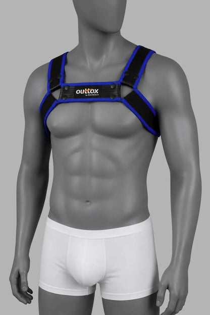 Outtox by Maskulo. Bulldog Harness with Snaps. Black and Blue - Outtox by Maskulo - XHR122-Y1- Maskulo EU Global Online Store