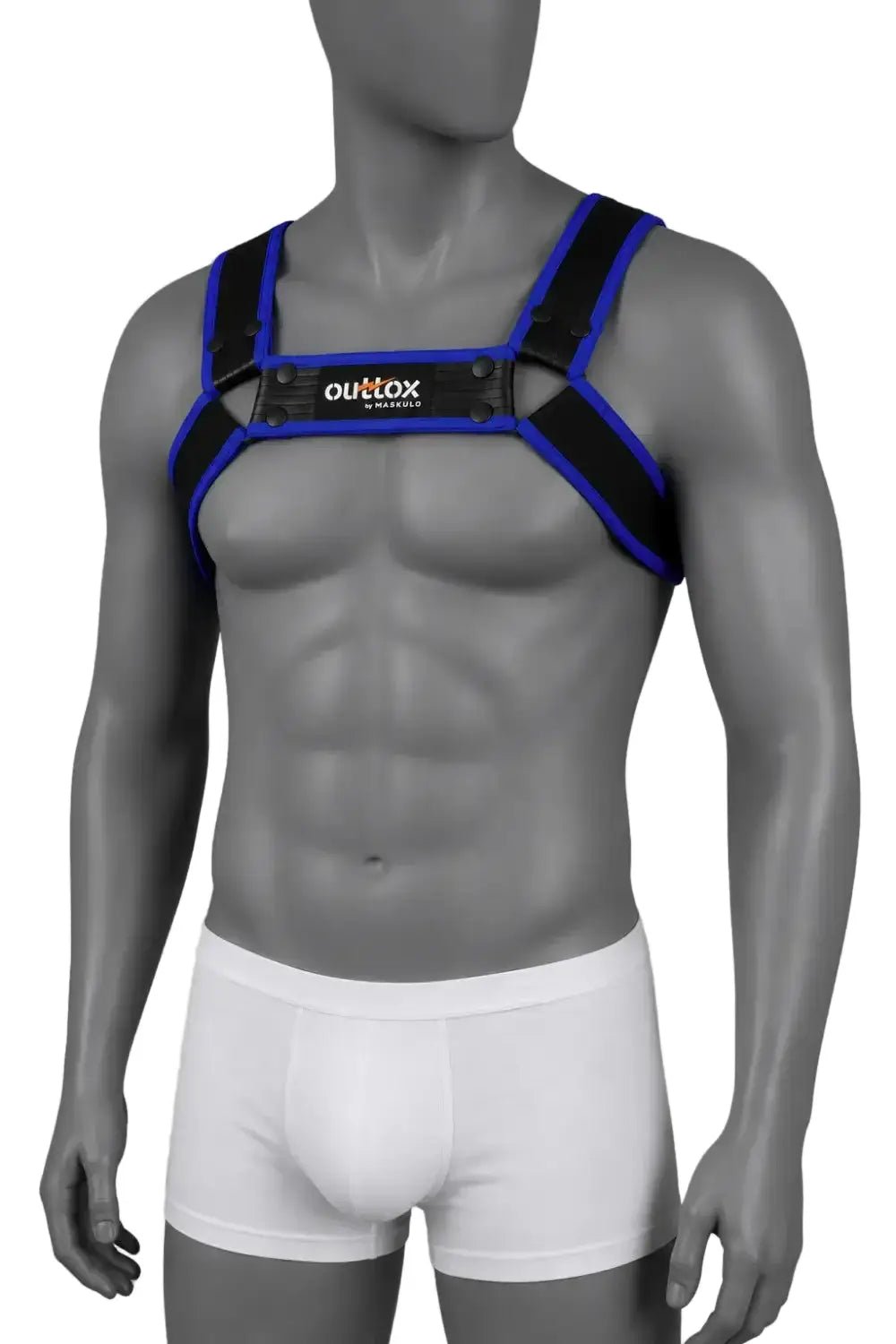 Outtox by Maskulo. Bulldog Harness with Snaps. Black and Blue - Outtox by Maskulo - XHR122-Y1- Maskulo EU Global Online Store