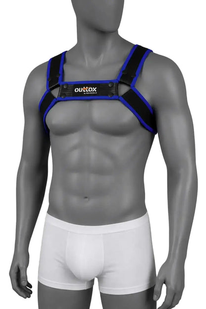 Outtox by Maskulo. Bulldog Harness with Snaps. Black and Blue - Outtox by Maskulo - XHR122-Y1- Maskulo EU Global Online Store