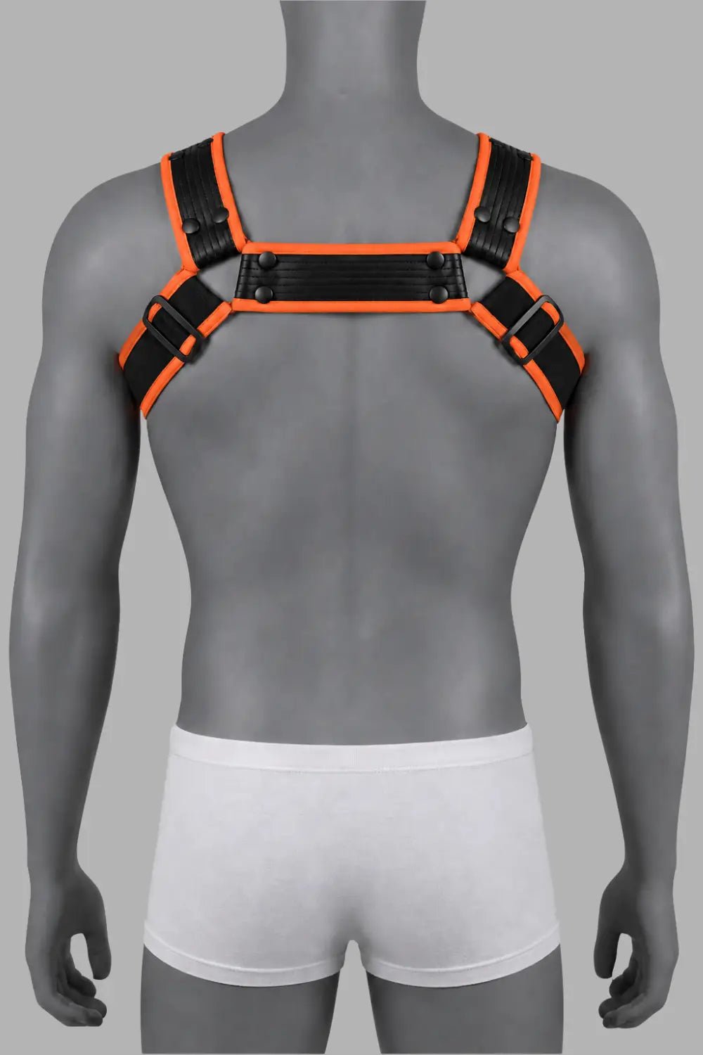Outtox by Maskulo. Bulldog Harness with Snaps. Black and Orange - Outtox - XHR121-Y1- Maskulo EU Global Online Store