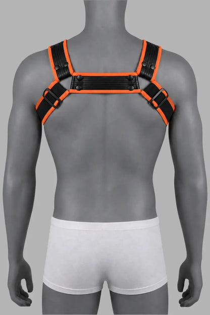 Outtox by Maskulo. Bulldog Harness with Snaps. Black and Orange - Outtox - XHR121-Y1- Maskulo EU Global Online Store