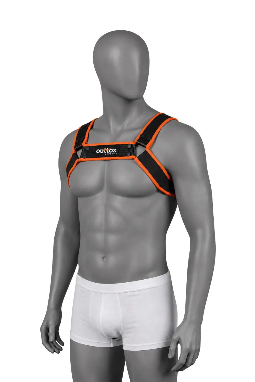 Outtox by Maskulo. Bulldog Harness with Snaps. Black and Orange - Outtox - XHR121-Y1- Maskulo EU Global Online Store