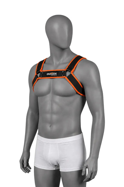 Outtox by Maskulo. Bulldog Harness with Snaps. Black and Orange - Outtox - XHR121-Y1- Maskulo EU Global Online Store