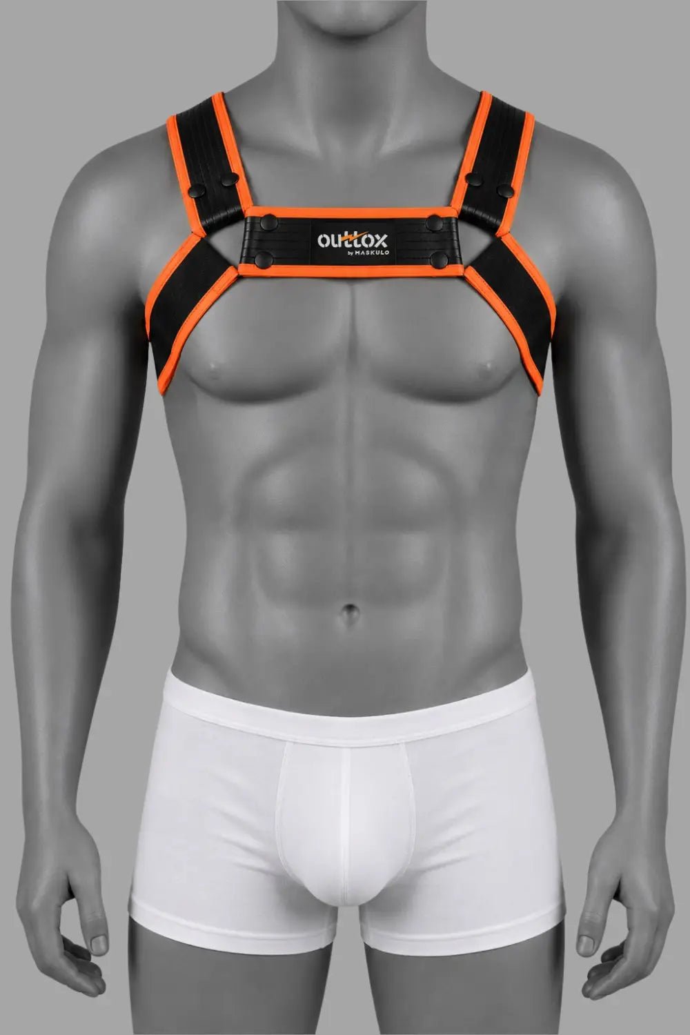 Outtox by Maskulo. Bulldog Harness with Snaps. Black and Orange - Outtox - XHR121-Y1- Maskulo EU Global Online Store