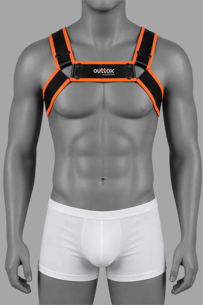 Outtox by Maskulo. Bulldog Harness with Snaps. Black and Orange - Outtox - XHR121-Y1- Maskulo EU Global Online Store