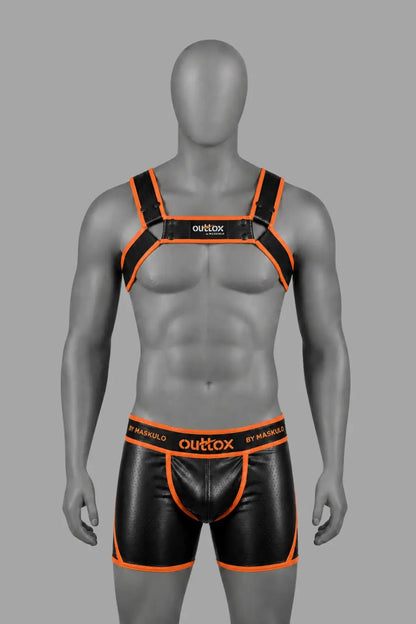 Outtox by Maskulo. Bulldog Harness with Snaps. Black and Orange - Outtox - XHR121-Y1- Maskulo EU Global Online Store