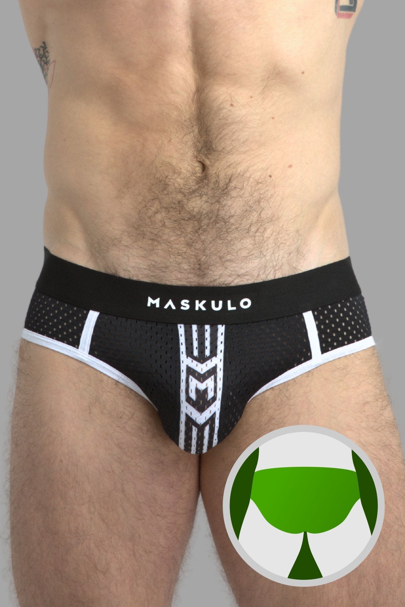 Maskulo Global Printed Mesh Briefs Black/White. Men&