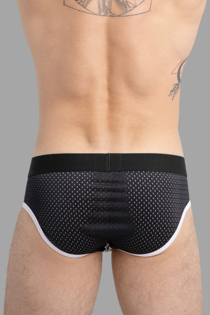 Maskulo Global Printed Mesh Briefs Black/White. Men&