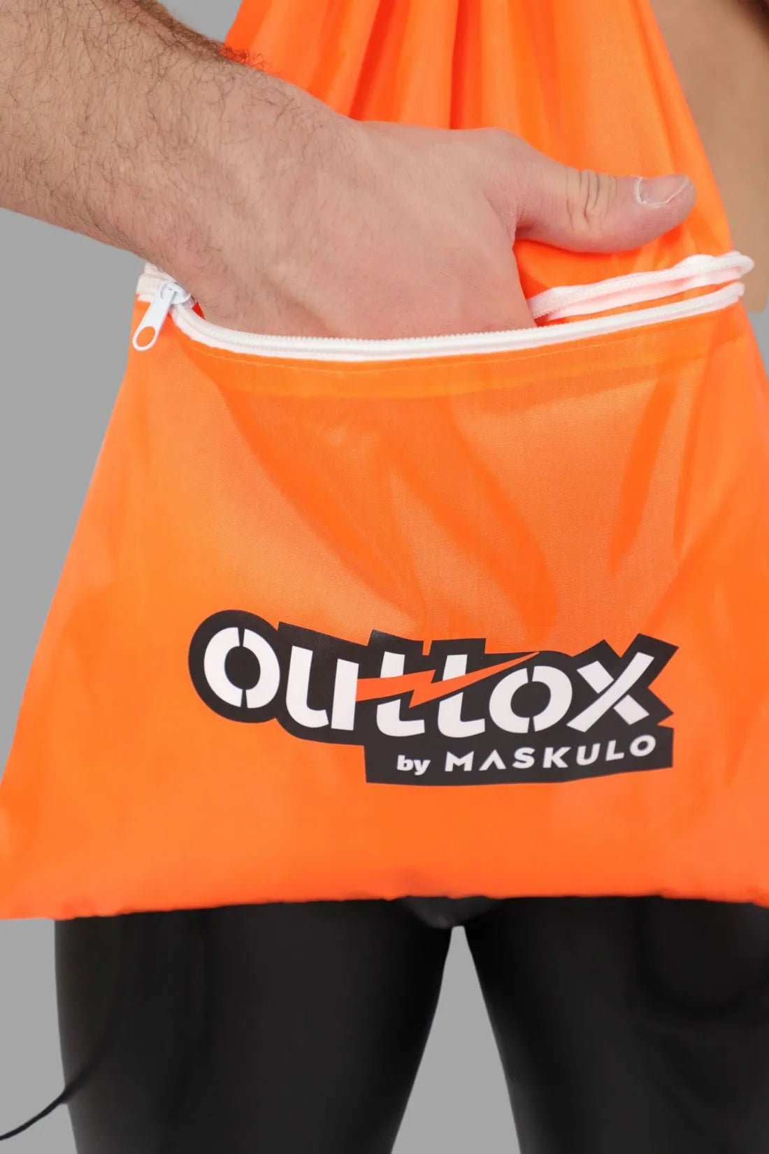 Outtox Orange Drawstring Bag, perfect for carrying essentials. Simple and practical athletic accessory from Maskulo Global (EU).
