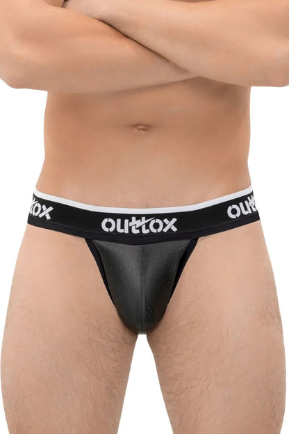 Maskulo Outtox Jock with Snap Codpiece in Black (Style XJS107, JS170-90). New male adult accessory.