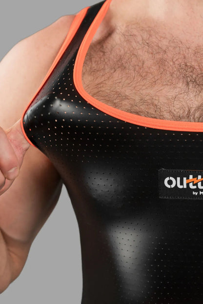 Outtox Maskulo tank top in black and orange. Men&
