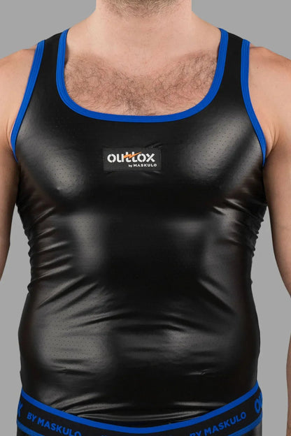 Outtox Maskulo tank top in black and blue, size M. High-quality apparel for adult male. Style XTP107-Y2.