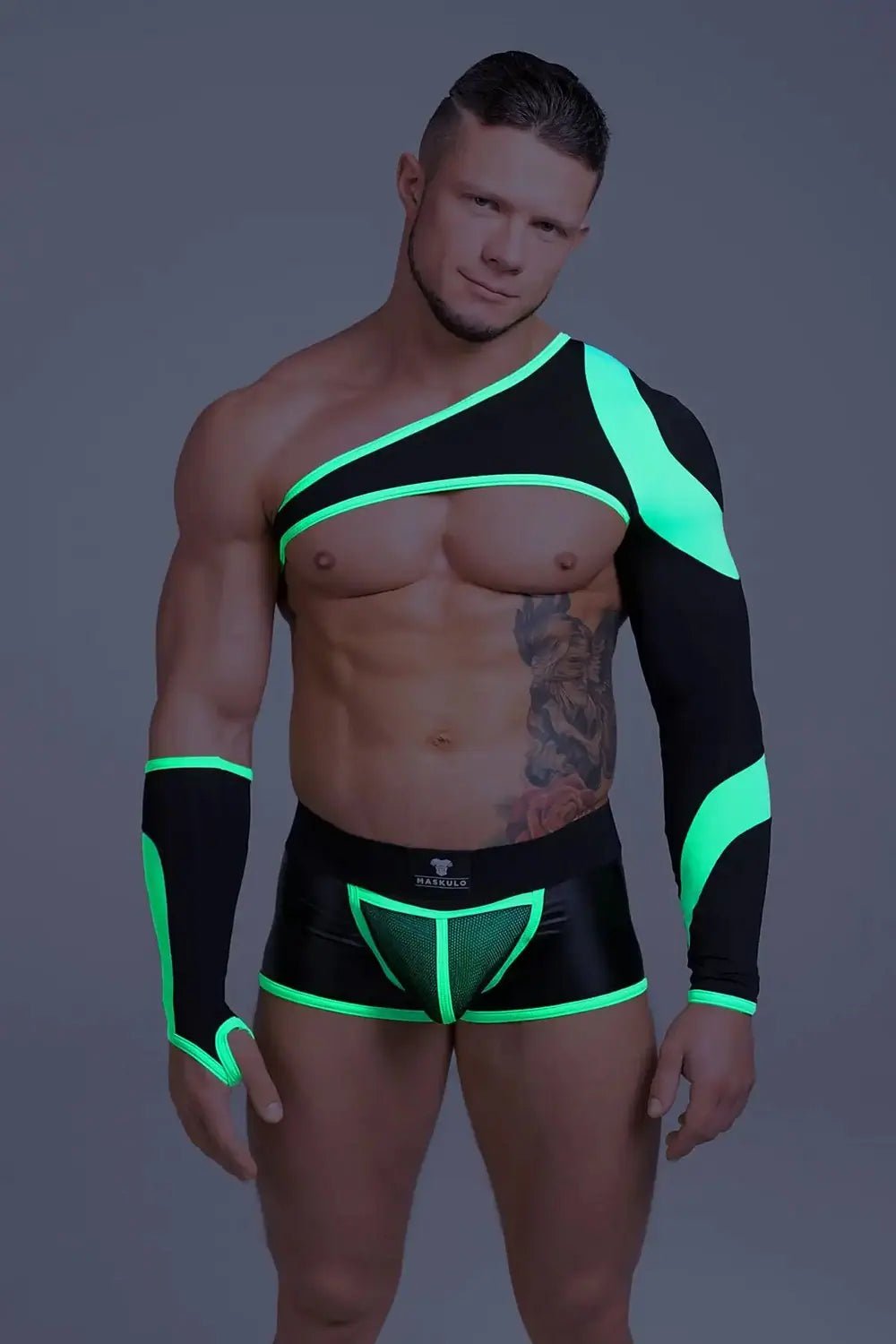 Youngero. Asymmetrical Long - Sleeved Crop Top. Green Neon - Maskulo - MTP151-Y1 - Maskulo EU Global Online Store