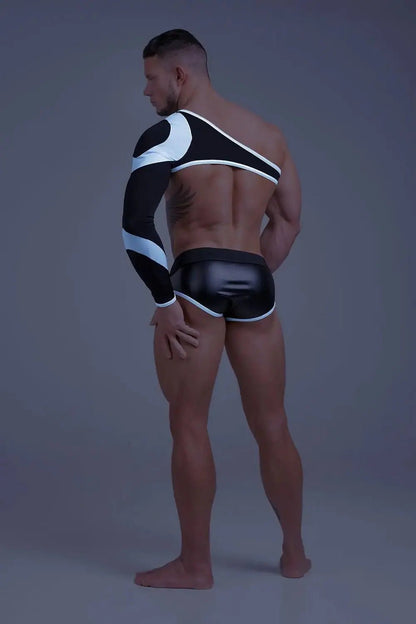 Youngero. Asymmetrical Long - Sleeved Crop Top. White Neon - Maskulo - MTP152-Y1 - Maskulo EU Global Online Store