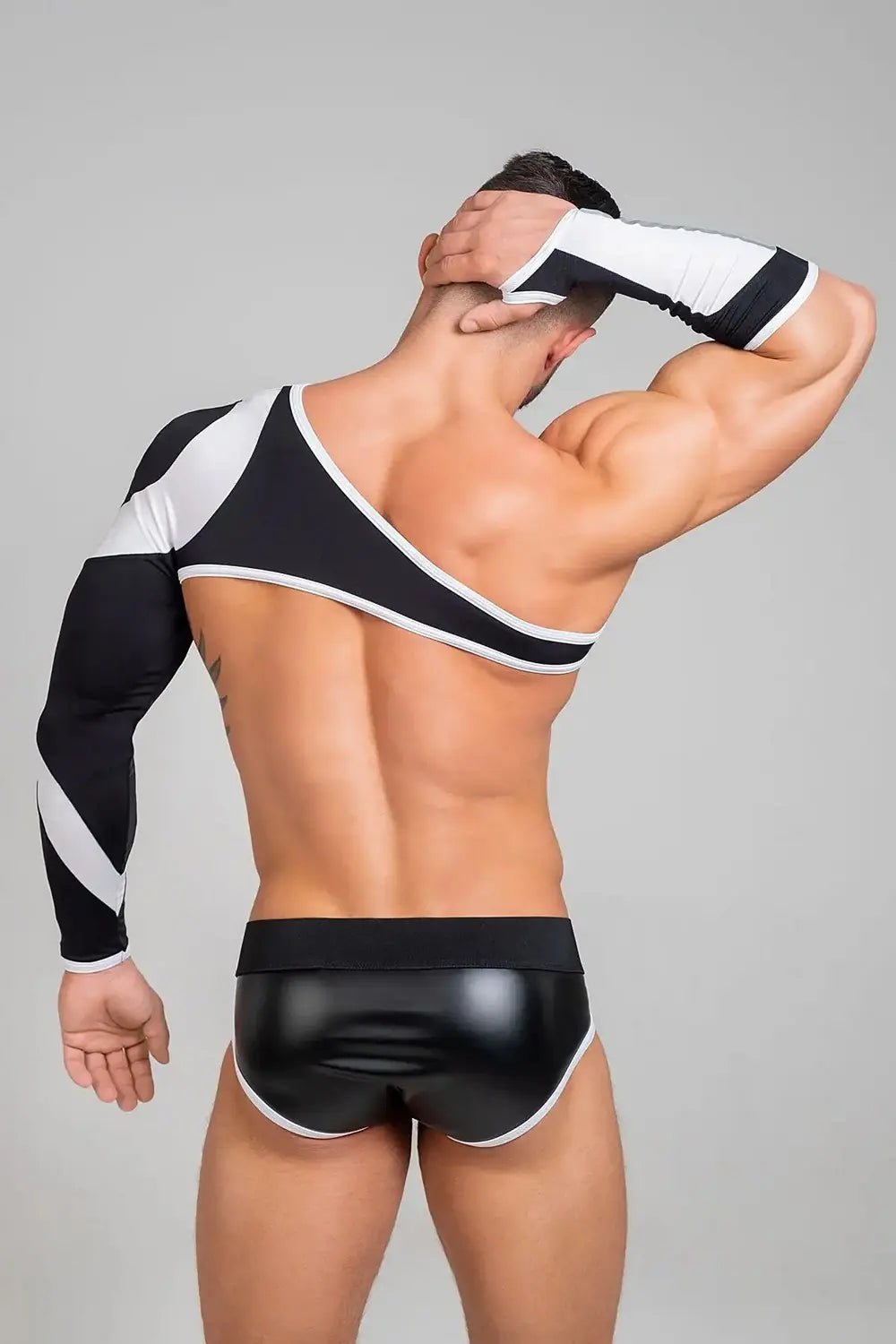 Youngero. Asymmetrical Long - Sleeved Crop Top. White Neon - Maskulo - MTP152-Y1 - Maskulo EU Global Online Store