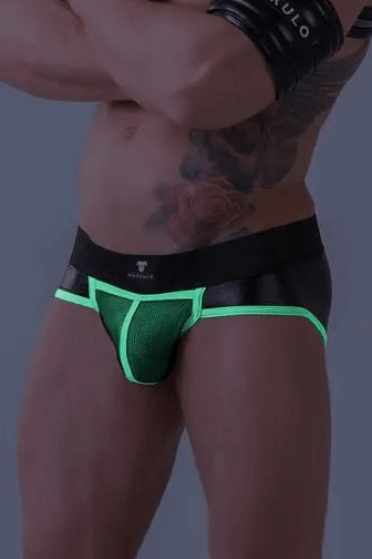 Youngero. Briefs. Mesh Codpiece. Open Rear. Green Neon - Maskulo - MBR150-Y1 - Maskulo EU Global Online Store
