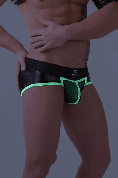 Youngero. Briefs. Mesh Codpiece. Open Rear. Green Neon - Maskulo - MBR150-Y1 - Maskulo EU Global Online Store
