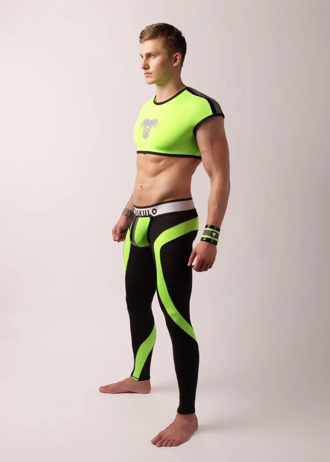 Youngero. Leggings, zippered rear. Codpiece. Green Neon - Maskulo - MLG159-Y1 - Maskulo EU Global Online Store