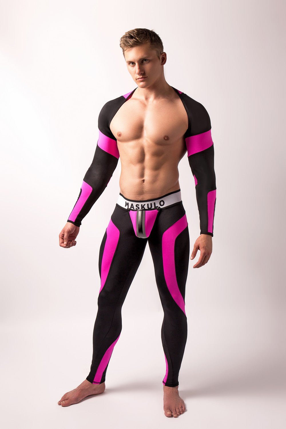 Youngero. Leggings, zippered rear. Codpiece. Pink Neon - Maskulo - MLG157-Y1 - Maskulo EU Global Online Store